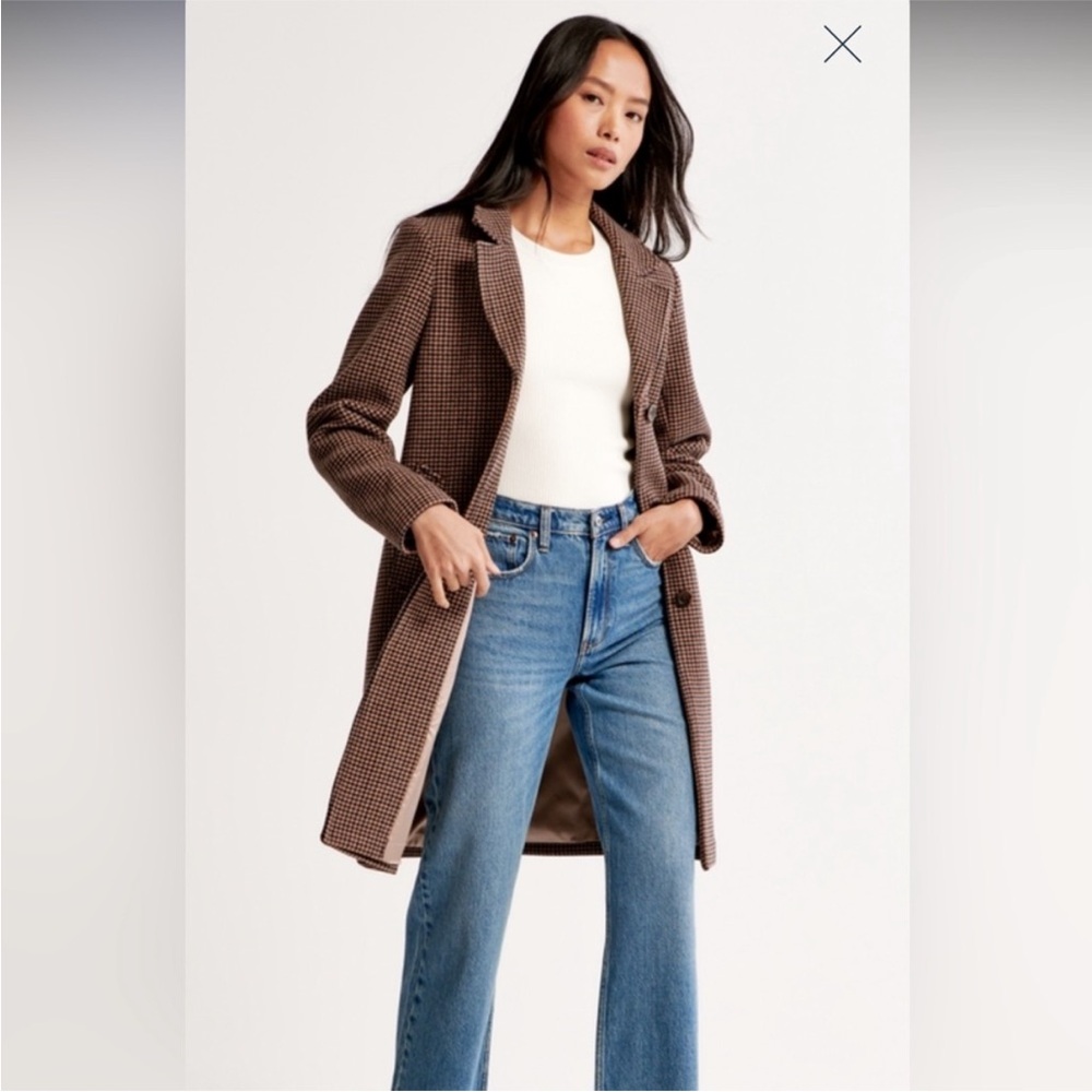 Abercrombie & Fitch Brown Checkered Coat